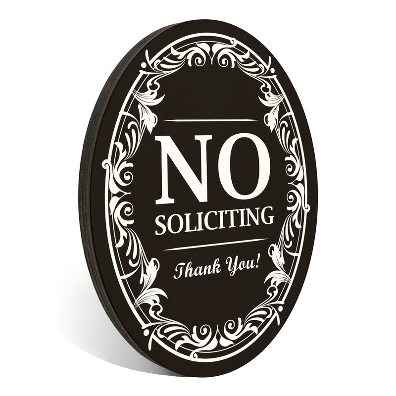 FTONENI No Soliciting Sign for House or Office, No Solicitors Sign for Front Door or Wall Decor, No Soliciting Signs for Indoor/Outdoor Home or Business Use, 4 "" x 5 "" (with Strong Adhesive Tape) - PMB005 - Image 1